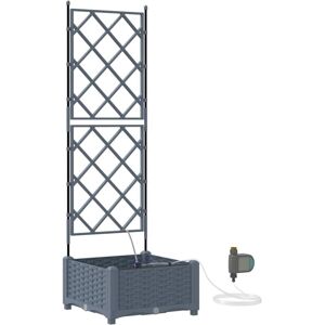 Garden Planters Light grey 40 x 40 x 126 cm Steel Vidaxl Garden Planters Light grey 40 x 40 x 126 cm Steel Vidaxl