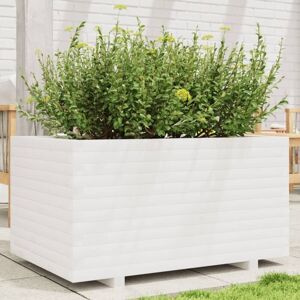 vidaXL Garden Planter White Solid Wood Pine - 90x60x49.5 cm - Garden Planter vidaXL Garden Planter White Solid Wood Pine - 90x60x49.5 cm - Garden Planter