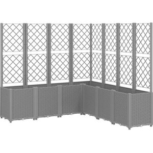 vidaXL Garden Planter with Trellis Light Grey - Garden Planter vidaXL Garden Planter with Trellis Light Grey - Garden Planter