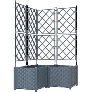 Garden Planter with Trellis 3 pcs Light grey 80 x 80 x 143 cm vidaXL Garden Planter with Trellis 3 pcs Light grey 80 x 80 x 143 cm vidaXL