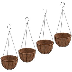 Hanging Planters 4 pcs with Coco Liners Black ø 40x63 cm Steel Vidaxl Hanging Planters 4 pcs with Coco Liners Black ø 40x63 cm Steel Vidaxl