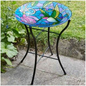 Smart Garden - Hummingbird Stained Glass Wild Bird Bath Garden Decor Smart Garden - Hummingbird Stained Glass Wild Bird Bath Garden Decor
