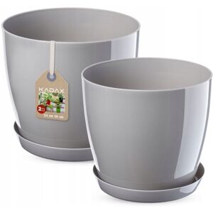 KADAX Flower Pot with Stand Grey Set 23+28cm - Flower Pot with Stand KADAX Flower Pot with Stand Grey Set 23+28cm - Flower Pot with Stand