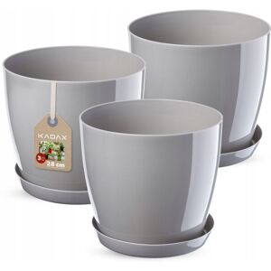 KADAX flower pot with saucer, made of plastic, round, 28 cm, grey, 3 pieces KADAX flower pot with saucer, made of plastic, round, 28 cm, grey, 3 pieces