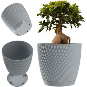 KADAX flower pot with saucer, plant pot, made of plastic, 23 cm, grey KADAX flower pot with saucer, plant pot, made of plastic, 23 cm, grey