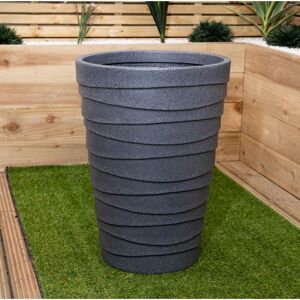 SAMUEL ALEXANDER 66cm Tall Round Grey Garden Patio Trojan Plant Pot SAMUEL ALEXANDER 66cm Tall Round Grey Garden Patio Trojan Plant Pot