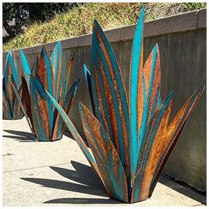 BRIDAY Metal Garden Decoration Plant Agave Garden - Rustic Metal Sculpture - Rustic Garden Statue - 65cm 9 Leaves BRIDAY Metal Garden Decoration Plant Agave Garden - Rustic Metal Sculpture - Rustic Garden Statue - 65cm 9 Leaves