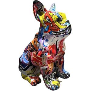 HÉLOISE Multicolor Art French Bulldog Statue Figurine Resin Animal Sculpture Simple Creative for Home Indoor Garden Decor Ornament HÉLOISE Multicolor Art French Bulldog Statue Figurine Resin Animal Sculpture Simple Creative for Home Indoor Garden Decor Ornament