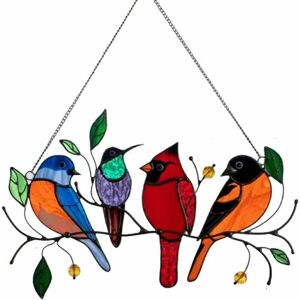 HOOPZI Multicolor Suncatcher on Metal Wire, Birds Design, Hanging Decor for Windows or Doors, Gift for Bird Lovers (4 Birds) HOOPZI Multicolor Suncatcher on Metal Wire, Birds Design, Hanging Decor for Windows or Doors, Gift for Bird Lovers (4 Birds)