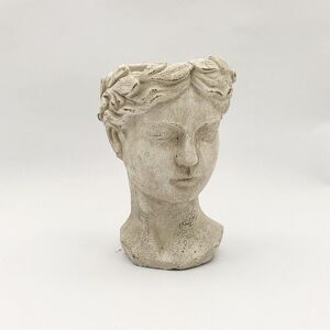 Outdoor Bust Pot Ornament - L21 x W24 x H35 cm - Cream Cement Outdoor Bust Pot Ornament - L21 x W24 x H35 cm - Cream Cement