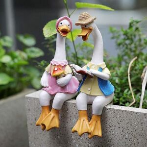 Mumu - Outdoor Garden Ornaments Duck Reading Couple Animal Sculptures 22cm Resin Duck Couple Indoor Patio Gift Statues Mumu - Outdoor Garden Ornaments Duck Reading Couple Animal Sculptures 22cm Resin Duck Couple Indoor Patio Gift Statues