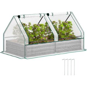 Outsunny - Raised Garden Bed Planter Box with Greenhouse, White and Dark Grey Outsunny - Raised Garden Bed Planter Box with Greenhouse, White and Dark Grey