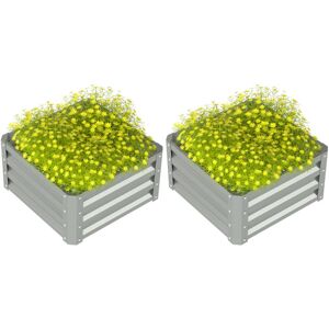 Outsunny - Set of 2 Raised Garden Bed Galvanised Planter Box Easy Setup Light Grey Outsunny - Set of 2 Raised Garden Bed Galvanised Planter Box Easy Setup Light Grey