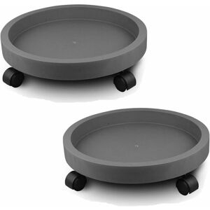 SNQ Pack of 2 Round Plant Stands, Flower Pot Holder, Mobile Plant Tray with Wheels, Inner Diameter: 29.5 cm/Dark Grey SNQ Pack of 2 Round Plant Stands, Flower Pot Holder, Mobile Plant Tray with Wheels, Inner Diameter: 29.5 cm/Dark Grey