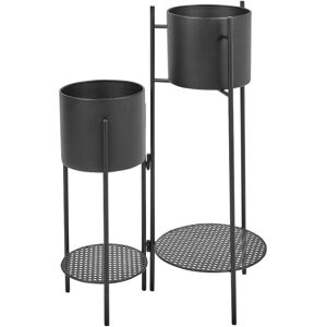 Beliani - Plant Stand Indoor Flower Pot Round Metal Black Ulmus Beliani - Plant Stand Indoor Flower Pot Round Metal Black Ulmus