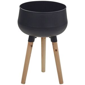 BELIANI Elevated Plant Pot AGROS Metal 30 cm Black BELIANI Elevated Plant Pot AGROS Metal 30 cm Black