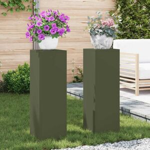 Vidaxl - Plant Stands 2 pcs Olive green 24 x 24 x 75 cm Steel Vidaxl - Plant Stands 2 pcs Olive green 24 x 24 x 75 cm Steel