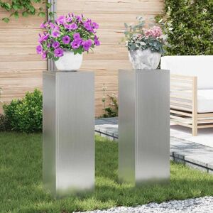 vidaXL Plant Stands 2 pcs Silver 24 x 24 x 75 cm Galvanised steel vidaXL Plant Stands 2 pcs Silver 24 x 24 x 75 cm Galvanised steel