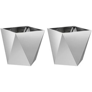 Planter 2 pcs Silver 40 x 40 x 40 cm Galvanised Steel vidaXL Planter 2 pcs Silver 40 x 40 x 40 cm Galvanised Steel vidaXL