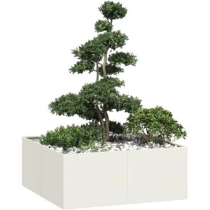 vidaXL White Steel Raised Garden Flower Pot - Flower Pot vidaXL White Steel Raised Garden Flower Pot - Flower Pot