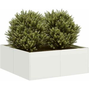 vidaXL White Steel 80x80x30 cm Outdoor Planter - Garden Raised Bed vidaXL White Steel 80x80x30 cm Outdoor Planter - Garden Raised Bed