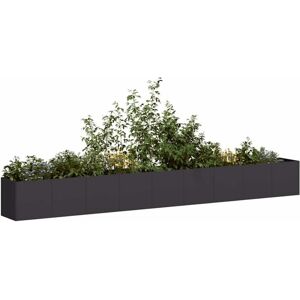 Planter Black 360x40x40 cm Cold-rolled Steel Vidaxl Planter Black 360x40x40 cm Cold-rolled Steel Vidaxl
