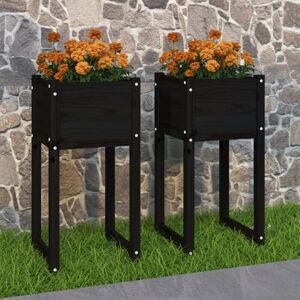 Planters 2 pcs Black 40x40x81 cm Solid Wood Pine Vidaxl Planters 2 pcs Black 40x40x81 cm Solid Wood Pine Vidaxl