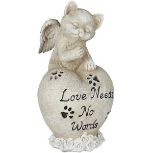 Angel cat statue, grave ornament, statue for grave, cat memorial stone, weatherproof garden ornament, cream - Relaxdays Angel cat statue, grave ornament, statue for grave, cat memorial stone, weatherproof garden ornament, cream - Relaxdays