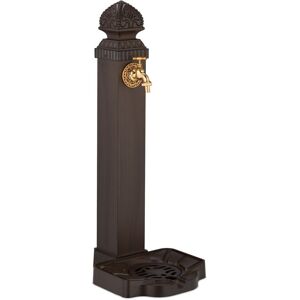 Column Fountain, Garden Water Featue, with Tap & Basin, hwd: 77 x 29 x 33.5 cm, Standing Patio Ornament, Brown - Relaxdays Column Fountain, Garden Water Featue, with Tap & Basin, hwd: 77 x 29 x 33.5 cm, Standing Patio Ornament, Brown - Relaxdays