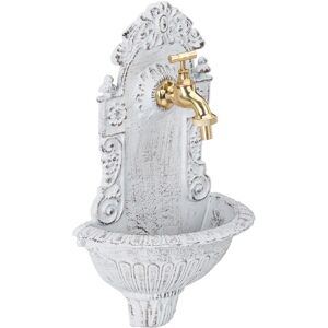 Antique Wall Water Fountain, Faucet, Nostalgic, Garden Basin, Cast Aluminium, hwd 40 x 24.5 x 13 cm, White - Relaxdays Antique Wall Water Fountain, Faucet, Nostalgic, Garden Basin, Cast Aluminium, hwd 40 x 24.5 x 13 cm, White - Relaxdays