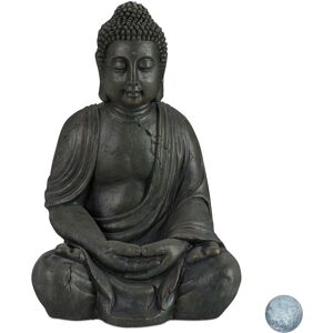 Buddha Ornament Sitting 70 cm high, Ceramic Decorative Figurine For Home and Garden, Weatherproof, Frost-proof, Dark Grey - Relaxdays Buddha Ornament Sitting 70 cm high, Ceramic Decorative Figurine For Home and Garden, Weatherproof, Frost-proof, Dark Grey - Relaxdays