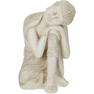 Relaxdays Buddha Statue, 61 cm Height, Garden Decoration, Weather and Frost Resistant, Living Room Deco, Cream White Relaxdays Buddha Statue, 61 cm Height, Garden Decoration, Weather and Frost Resistant, Living Room Deco, Cream White
