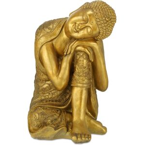 Relaxdays - Buddha statue, weather-resistant, head on knee Buddha ornament, zen garden sculpture, 40x37x61 cm (LxWxH) gold Relaxdays - Buddha statue, weather-resistant, head on knee Buddha ornament, zen garden sculpture, 40x37x61 cm (LxWxH) gold