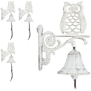 Relaxdays 4x Cast Iron Door Bells, Owl, Antique Design, with Cord, Weatherproof, Garden Decoration, 26.5x19x11 cm, White Relaxdays 4x Cast Iron Door Bells, Owl, Antique Design, with Cord, Weatherproof, Garden Decoration, 26.5x19x11 cm, White