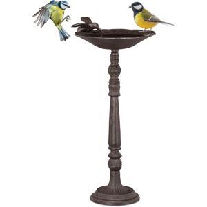 Relaxdays - Cast Iron Bird Bath with Stand, Garden Decor, Bird Feeder, Water Bowl, 40 cm Tall, Brown Relaxdays - Cast Iron Bird Bath with Stand, Garden Decor, Bird Feeder, Water Bowl, 40 cm Tall, Brown
