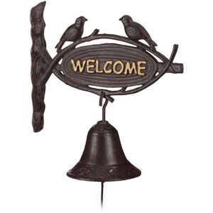 Set of 2 Relaxdays Cast Iron Door Bell welcome, Antique Style, Golden Letters, Sign with Birds, Front Door, Dark Brown Set of 2 Relaxdays Cast Iron Door Bell welcome, Antique Style, Golden Letters, Sign with Birds, Front Door, Dark Brown