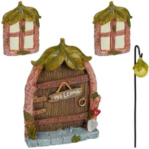Relaxdays Fairy Garden Set: 2 Windows, 1 Lantern, 1 Door, Weatherproof Outside Decoration, Artificial Stone, Colourful Relaxdays Fairy Garden Set: 2 Windows, 1 Lantern, 1 Door, Weatherproof Outside Decoration, Artificial Stone, Colourful