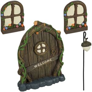 Relaxdays Fairy Welcome Set: 2 Windows, 1 Lantern, 1 Door, Weatherproof Garden Decoration, Artificial Stone, Colourful Relaxdays Fairy Welcome Set: 2 Windows, 1 Lantern, 1 Door, Weatherproof Garden Decoration, Artificial Stone, Colourful