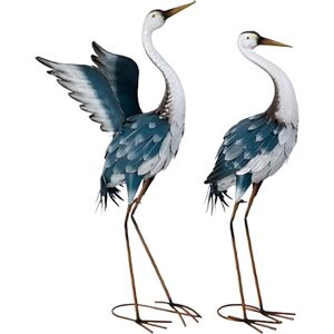 Relaxdays Garden Decoration Heron Figures Set of 2, Bird Scarers for Garden, Pond, Outdoor, Metal Decor, Multicoloured Relaxdays Garden Decoration Heron Figures Set of 2, Bird Scarers for Garden, Pond, Outdoor, Metal Decor, Multicoloured