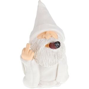 Garden Gnome with Cigar, Giving Middle Finger, Rude Figurine, Frost Resistant, Garden Statue, Polyresin, White - Relaxdays Garden Gnome with Cigar, Giving Middle Finger, Rude Figurine, Frost Resistant, Garden Statue, Polyresin, White - Relaxdays