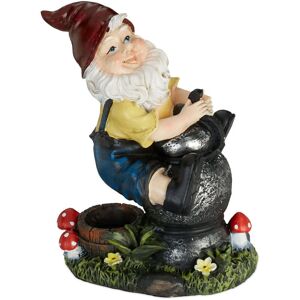 Relaxdays Garden Gnome with Well, Weather & Frost Resistant, 15 x 7.5 x 10.5 cm, Figurine, Polyresin, Multicoloured Relaxdays Garden Gnome with Well, Weather & Frost Resistant, 15 x 7.5 x 10.5 cm, Figurine, Polyresin, Multicoloured