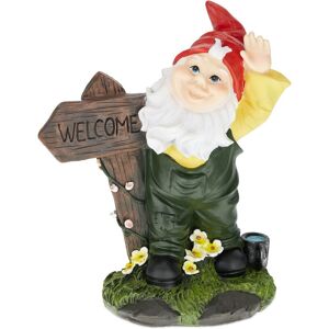 Relaxdays Garden Gnome with Welcome Sign, Decor, Weather & Frost Resistant, 27 x 22 x 12 cm, Polyresin, Multicoloured Relaxdays Garden Gnome with Welcome Sign, Decor, Weather & Frost Resistant, 27 x 22 x 12 cm, Polyresin, Multicoloured