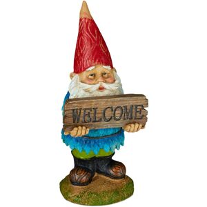 Garden Gnome, Welcome Sign, Weatherproof, Poly-resin, Garden, Front Door & Flowerbed, Classic Design - Relaxdays Garden Gnome, Welcome Sign, Weatherproof, Poly-resin, Garden, Front Door & Flowerbed, Classic Design - Relaxdays
