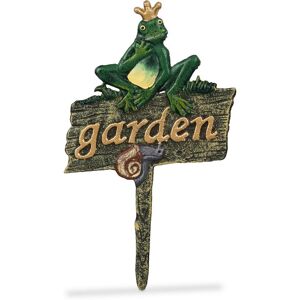 Relaxdays Garden Sign, Cast Iron, Decoration, Outdoor Ornament, Frog, Metal, Stick in, HxW: 27.5 x 15.5, Multicoloured Relaxdays Garden Sign, Cast Iron, Decoration, Outdoor Ornament, Frog, Metal, Stick in, HxW: 27.5 x 15.5, Multicoloured