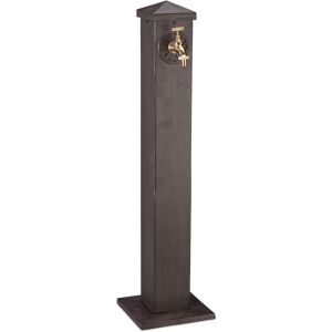 Garden Water Fountain Column, Antique Style, With Faucet, 3/4" Connector, Square Station, 91 cm Tall, Brown - Relaxdays Garden Water Fountain Column, Antique Style, With Faucet, 3/4" Connector, Square Station, 91 cm Tall, Brown - Relaxdays