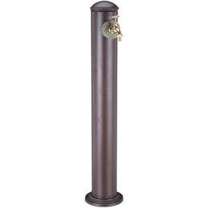 Garden Water Fountain Column, Antique Style, With Faucet, 3/4" Connector, Round Station, 91 cm Tall, Brown - Relaxdays Garden Water Fountain Column, Antique Style, With Faucet, 3/4" Connector, Round Station, 91 cm Tall, Brown - Relaxdays