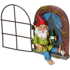 Relaxdays Gnome with Window, Weatherproof Garden Decoration, Hanging on Tree or Wall, HWD: 14.5 x 10.5 x 4 cm, Colourful Relaxdays Gnome with Window, Weatherproof Garden Decoration, Hanging on Tree or Wall, HWD: 14.5 x 10.5 x 4 cm, Colourful