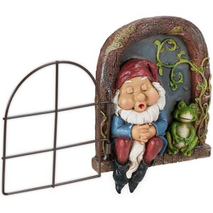 Relaxdays Gnome with Window, Weatherproof Garden Decoration, Hanging on Tree or Wall, HxWxD: 17 x 12 x 4.5 cm, Colourful Relaxdays Gnome with Window, Weatherproof Garden Decoration, Hanging on Tree or Wall, HxWxD: 17 x 12 x 4.5 cm, Colourful