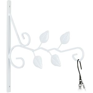 Relaxdays - Hanging Basket Bracket, Design with Leaves, Wall-Mounted, 30 x 29.5 x 2 cm, Plant Hanger, Garden, Iron, White Relaxdays - Hanging Basket Bracket, Design with Leaves, Wall-Mounted, 30 x 29.5 x 2 cm, Plant Hanger, Garden, Iron, White