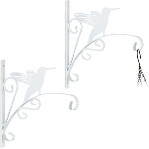 Relaxdays - Hanging Basket Brackets, Set of 2, Bird Design, Wall-Mounted, 30 x 29.5 x 2 cm, Plant Hanger, Iron, White Relaxdays - Hanging Basket Brackets, Set of 2, Bird Design, Wall-Mounted, 30 x 29.5 x 2 cm, Plant Hanger, Iron, White